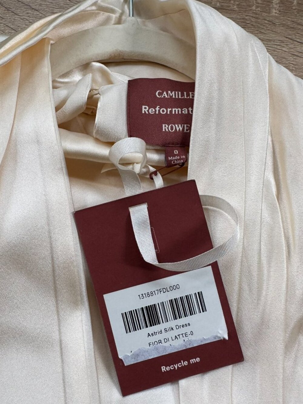 NWT Reformation x Camille Rowe Astrid Silk Dress Cream 0 - Picture 5 of 14